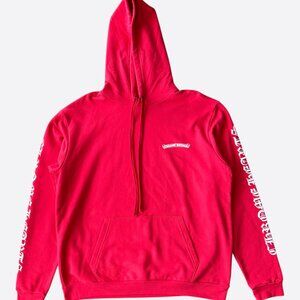 Chrome Hearts Red & White Scroll Logo Hoodie